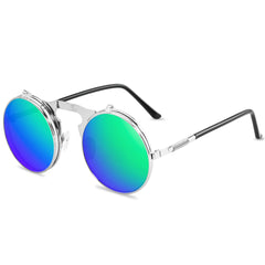 Vintage Steampunk Flip Sunglasses Round Metal Unisex Sun Glasses