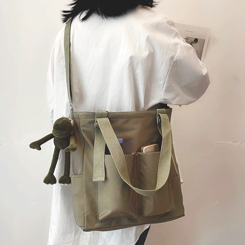 Waterproof Canvas Nylon Tote Bag, Cross-Body Bags, Eco Friendly Large Capacity Bag