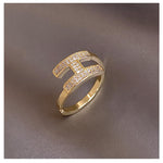 Fashion Jewelry Exquisite 14K Gold Plated Zircon Ring Adjustable