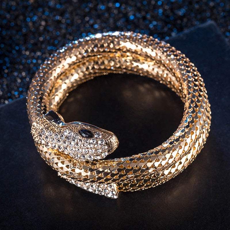 Popular Punk Gold Color Snake Bangle Spiral Bracelet