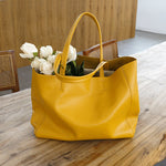 Soft Cowhide Genuine Leather Shoulder Shopping Bag