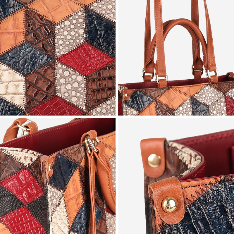 Genuine Leather Women Handbag Retro Shoulder Bag Vintage Style Designer