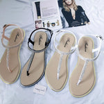 Women's Flip Flop Rhinestone Sandals Flat Shoes Comfortable Fashion Low Heel Strap Sandals