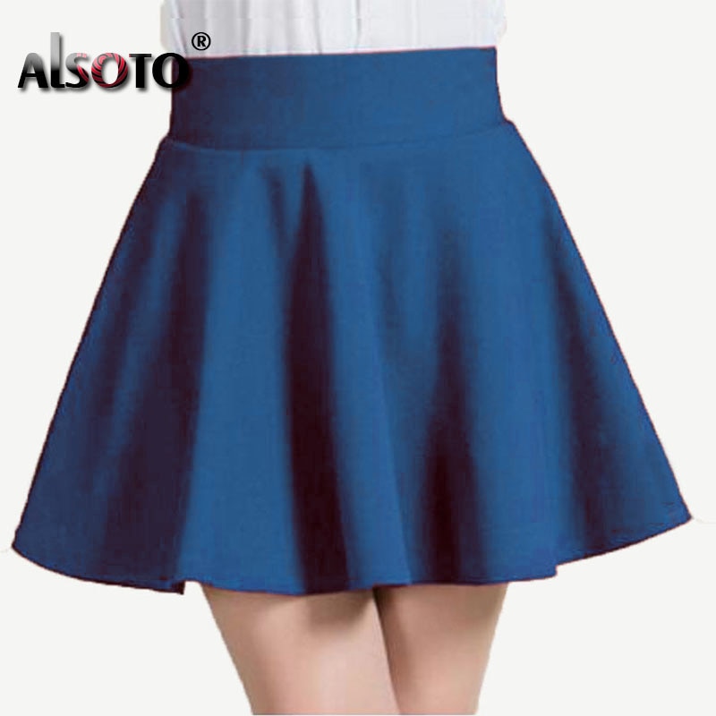 Classic Pleated Skirt Stretchy Waist Girls Mini Skirt