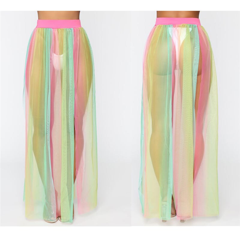 Women's Beach Cover Up Transparent Mesh Skirt Swimwear Sheer Beach Wrap