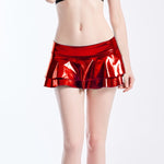 Women's Pleated Micro Skirt Clubwear Shiny Pleated Ruffle Layered Mini Skirt