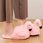 Pink Flamingo Slippers Winter Plush Soft