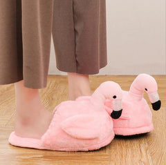 Pink Flamingo Slippers Winter Plush Soft