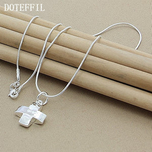 925 Sterling Silver Cross Pendant Necklace 16-30 Inch Snake Chain