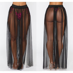 Women's Beach Cover Up Transparent Mesh Skirt Swimwear Sheer Beach Wrap