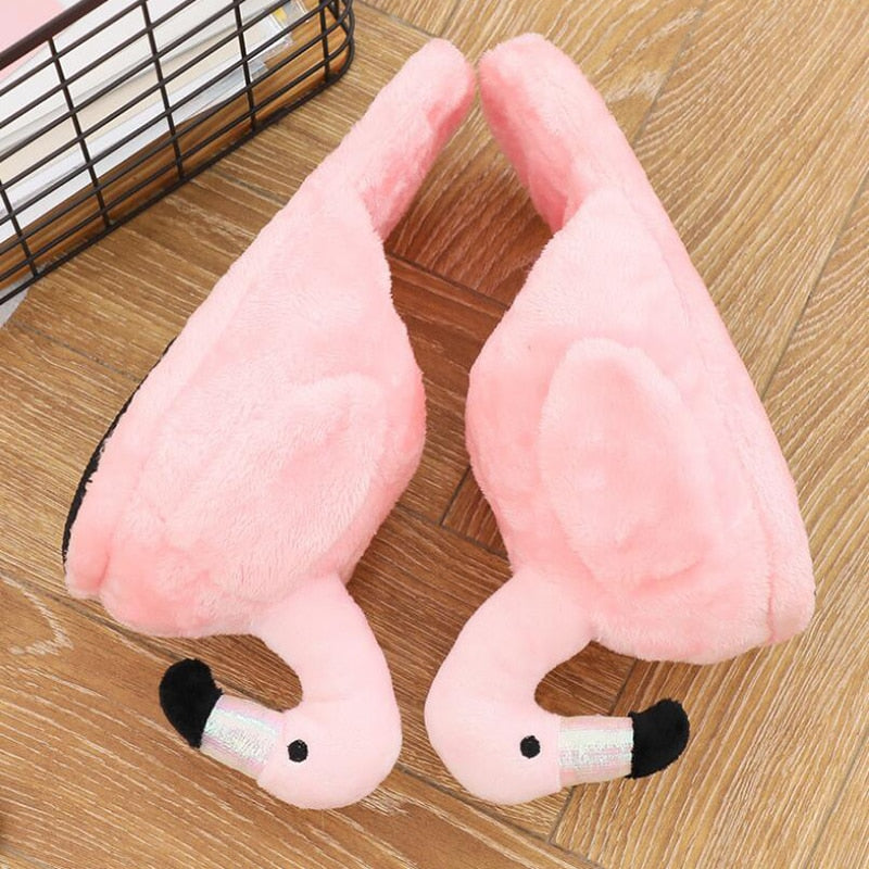 Pink Flamingo Slippers Winter Plush Soft