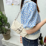 Vintage Small Shoulder Bag PU Leather Underarm Handbag