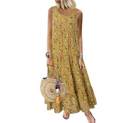 Summer Floral Maxi Dress for Women Casual Loose Tank Dress with Plus Sizes