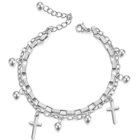 Love Heart Charm Bracelet Women Gold Silver Stainless Steel Elegant Fashion Jewelry Gift