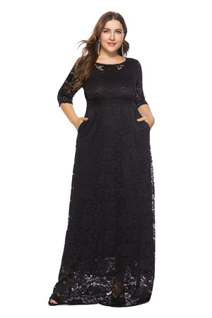 Plus Size Women`s Lace Dress Formal Evening Prom Homecoming Maxi Dress