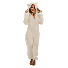 Women's Long Sleeve Hooded Jumpsuit Pajama Sleepwear