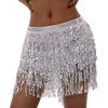 Women's Colored Tassel Sequin Skirt Sarong Fringe Skirt Wrap Tie Up Glitter Dance Skirt