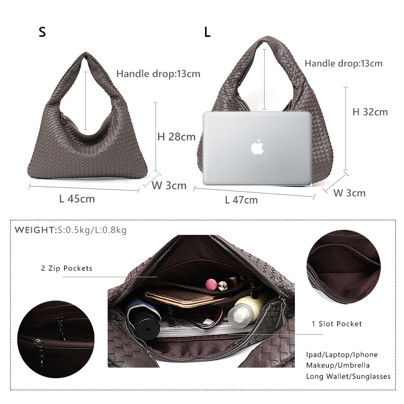 Capacity Patchwork Zipper Women Shoulder Bags