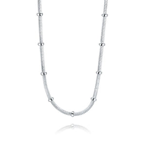 925 Sterling Silver Snake Chain Beads Necklace
