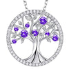 Tree of Life Necklace for Women Purple and Green Cubic Zirconia Pendants