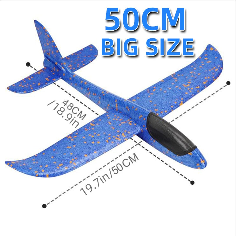 50CM Big Polystyrene Steering Wheel Throwing Plane Toy Foam Manual Airplane for Children