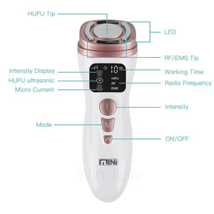 Mini Face Skin Care Machine Ultrasound RF EMS Facial Beauty Device