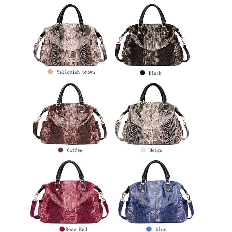Luxury Genuine Leather Handbag Snakeskin Pattern