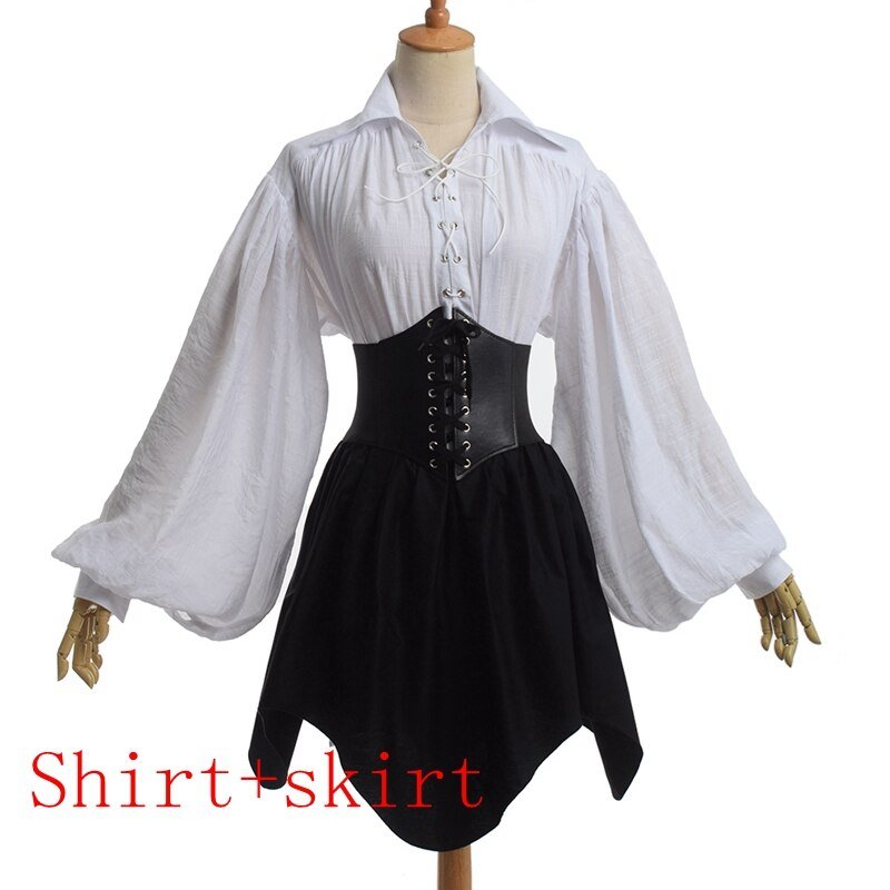 Gothic Black Corset Skirt Women Punk Elegant Casual Club Streetwear Fashion
