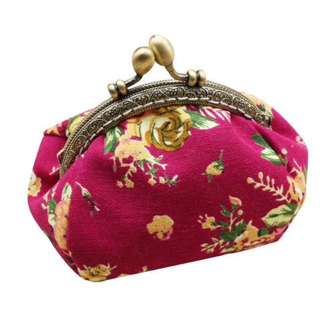 Vintage Mini Purse Flower Pattern Clutch Bag Retro Notions Bag