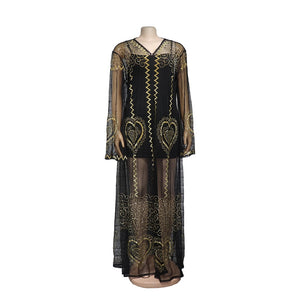 Floor-Length Mesh Fabric Rhinestone Fashion Robe Dresses
