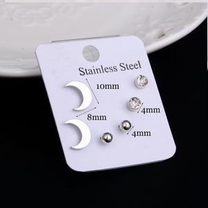 Stainless Steel Earrings Small Cute Butterfly Star Moon Heart Pierced Stud Earrings Sets
