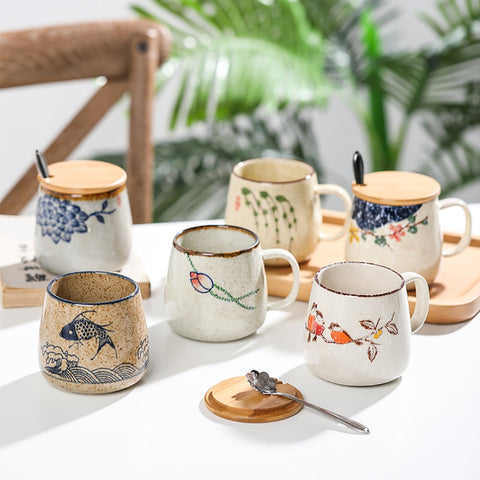Japanese Retro Ceramic Mug Unique Style Coffee Tea Cup Home Office Kitchen Gift