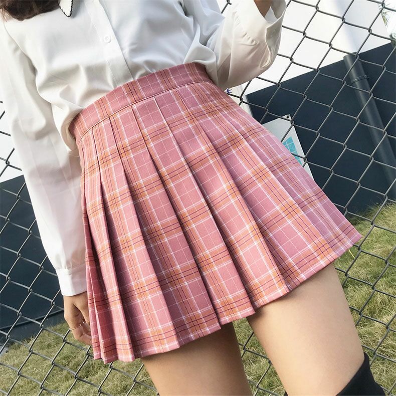 Girl's Plaid Tennis Skirts High Waist Pleated Short Dress With Underpants