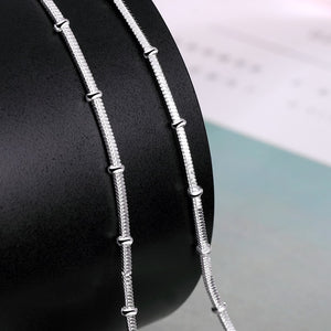 925 Sterling Silver Snake Chain Beads Necklace