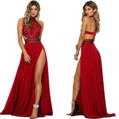 Maxi Dress with split  red
