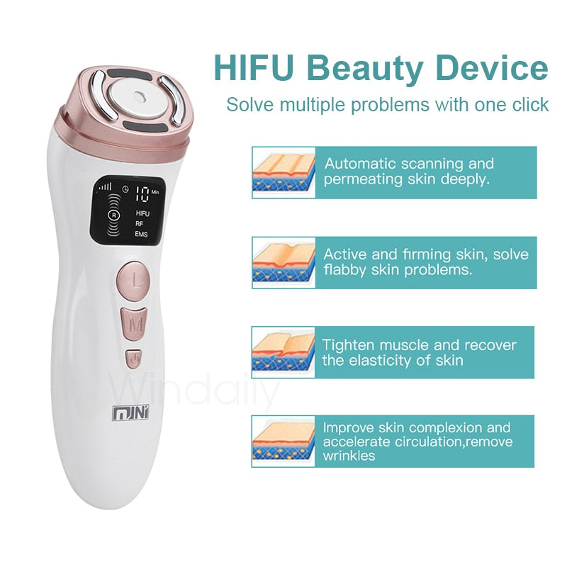 Mini Face Skin Care Machine Ultrasound RF EMS Facial Beauty Device