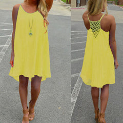 Plus Size S-3XL Summer Asymmetrical Sleeveless Dress Swim Cover
