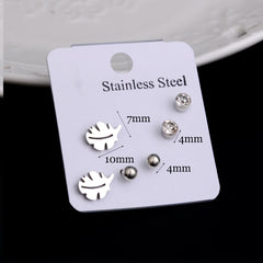 Stainless Steel Earrings Small Cute Butterfly Star Moon Heart Pierced Stud Earrings Sets