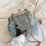 Women's Vintage Shoulder Crossbody Bag with Chain Victorian Messenger Handbag