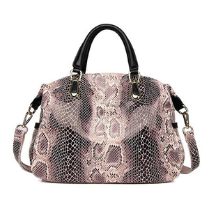 Luxury Genuine Leather Handbag Snakeskin Pattern