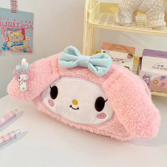 Cartoon Plush Pencil Case for Kids & Adults Cute Plush Cosmetic Bag Large Capacity Student Supplies