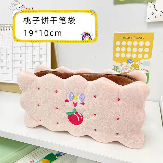 Cartoon Plush Pencil Case for Kids & Adults Cute Plush Cosmetic Bag Large Capacity Student Supplies