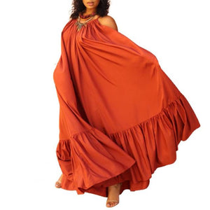 Women's Plus Sizes (S-5XL) Loose Open Back Summer Dress Casual Maxi Dresses