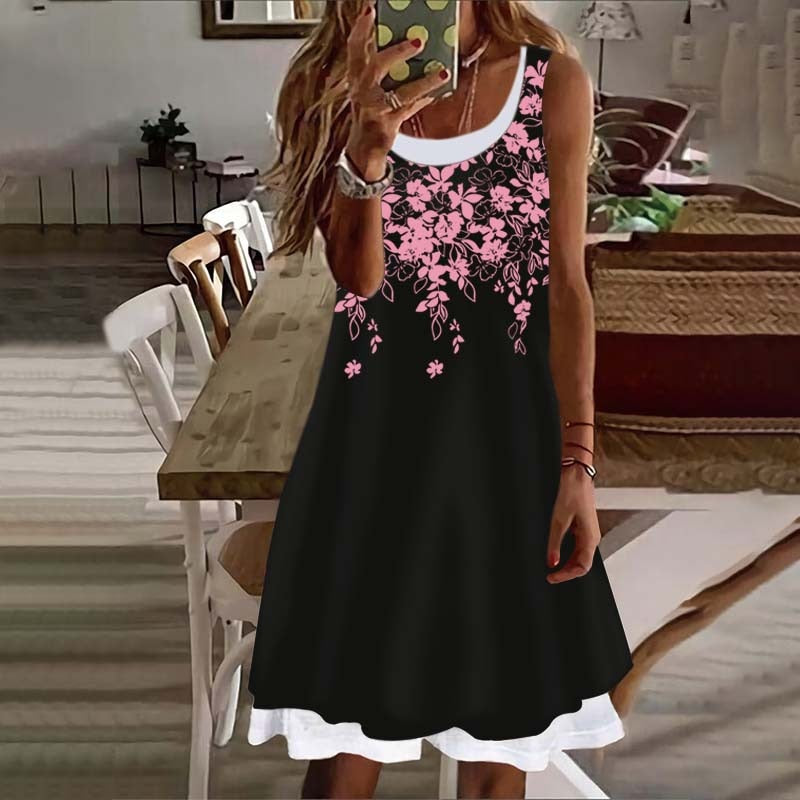 Floral Print Midi Vintage Dresses Loose Casual and Elegant Dress Plus Sizes