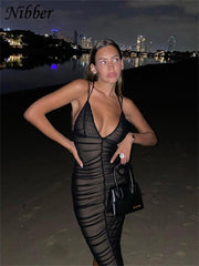 Sexy Pleated Mesh Long Prom Dress For Women Party Dresses