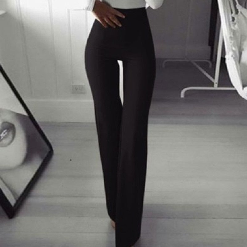 Vertical Striped Slim Fitted Long Flare Pants Stretchy Leggings Bell Bottom Gothic