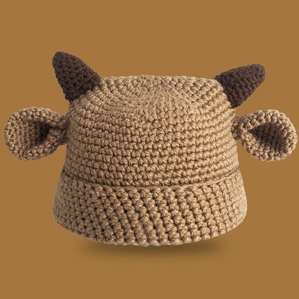 Cat Ears Beanie Crochet Warm Knitted Hat