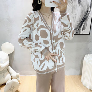 Autumn Winter New Fashion knit Long Sleeve Sweater and Pant 2 Piece Set