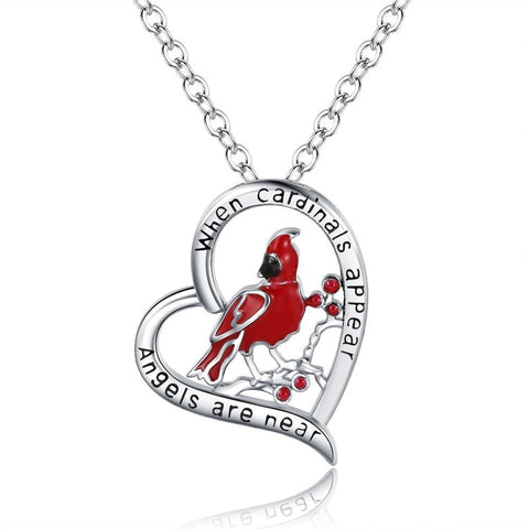 Cardinal Parrot Moon Pendant Necklace Women Unique Nature Casual Fashion Jewelry Gift
