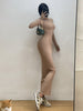 Ladies Round Neck Long Sleeve Maxi Long Slim Dress